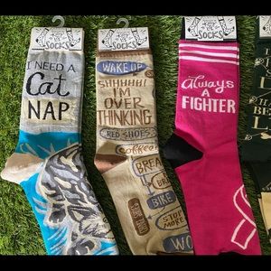 Women’s REDUCED 2 Pair Socks OS pick your combo, cats, dogs, wine, cancer, think